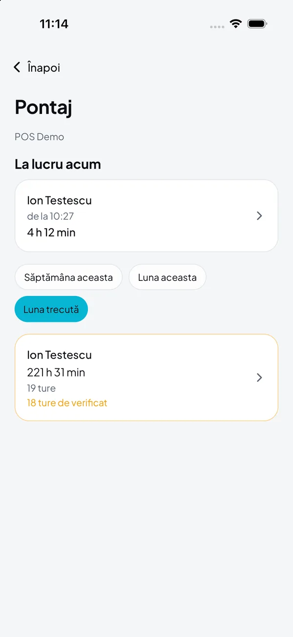 Hours in DelivCore Manager: who is on shift now, and since when