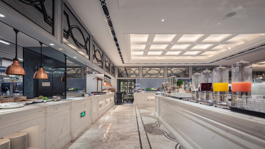 Hotel restaurant and breakfast buffet